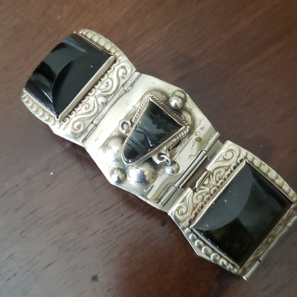 vintage Sterling Silver Stone Bracelet - Picture 7 of 16